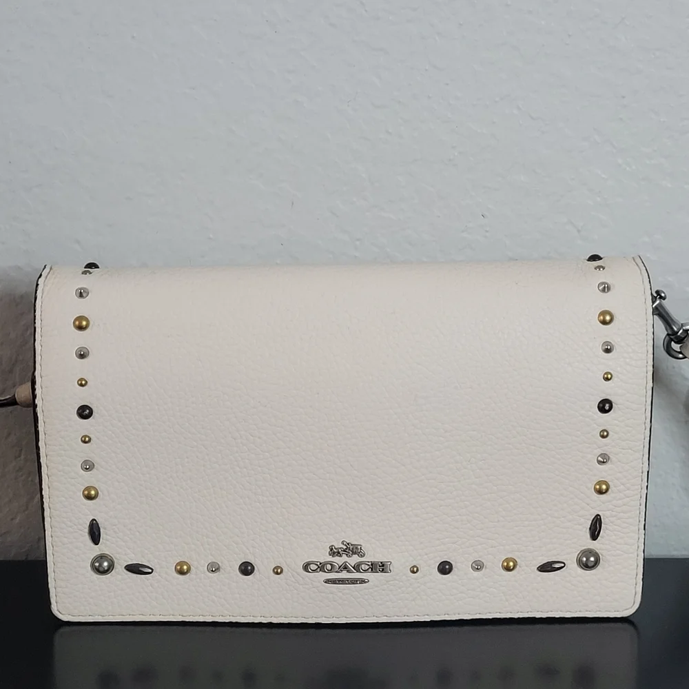 Coach Foldover Crossbody Clutch With Prairie Rivets - Picture 2 of 14